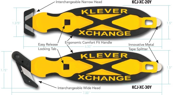 Klever Kutter Excel Yellow Protective Box Cutter with Wide Head